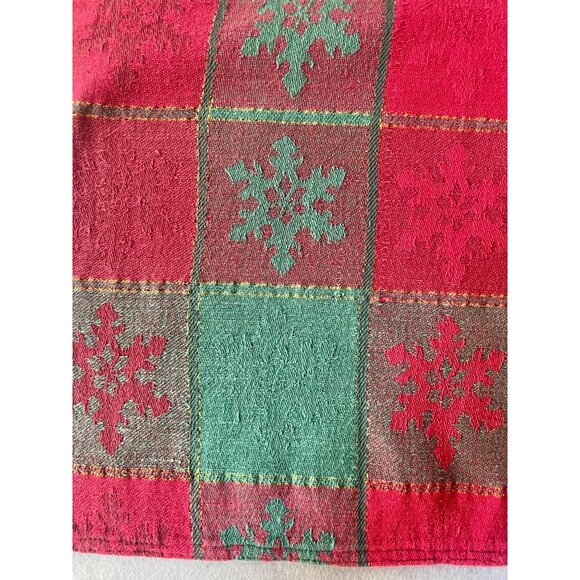 Avon Plaid 8 Placemats & 8 Napkins  Snowflake Pattern Gold Accents Cotton Xmas - Picture 4 of 10